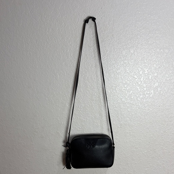 Tory Burch Black Pebbled Leather Crossbody with Tassel - Picture 11 of 17